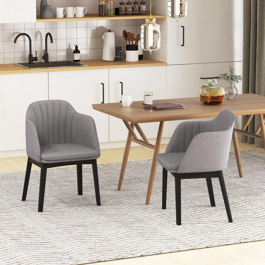 Giantex Modern Dining Chairs, Upholstered Velvet Accent Chairs w/Curved Backrests &amp; Rubber Wood Legs