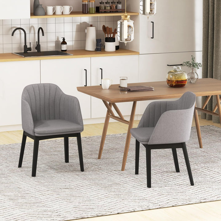 Giantex Modern Dining Chairs, Upholstered Velvet Accent Chairs w/Curved Backrests &amp; Rubber Wood Legs