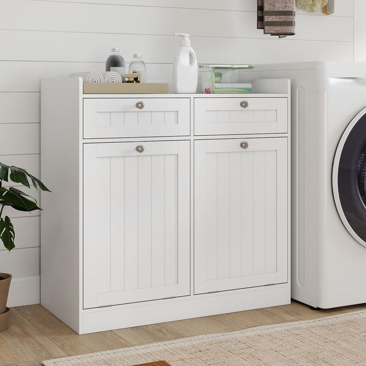 Giantex Double Tilt-Out Laundry Hamper Cabinet (31.5"x 16"x 31.5")