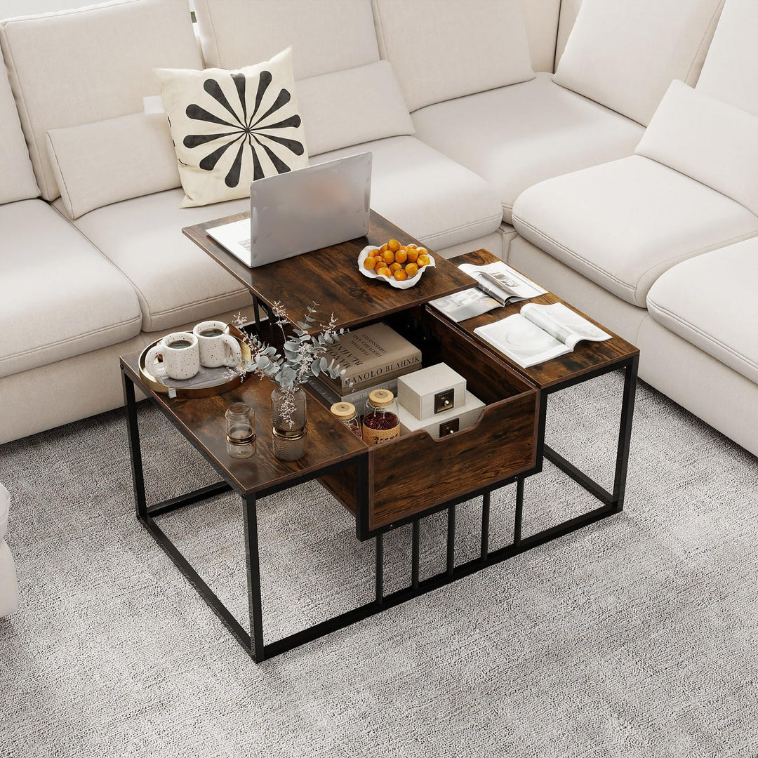 Giantex Modern Center Table with Hidden Storage Compartment