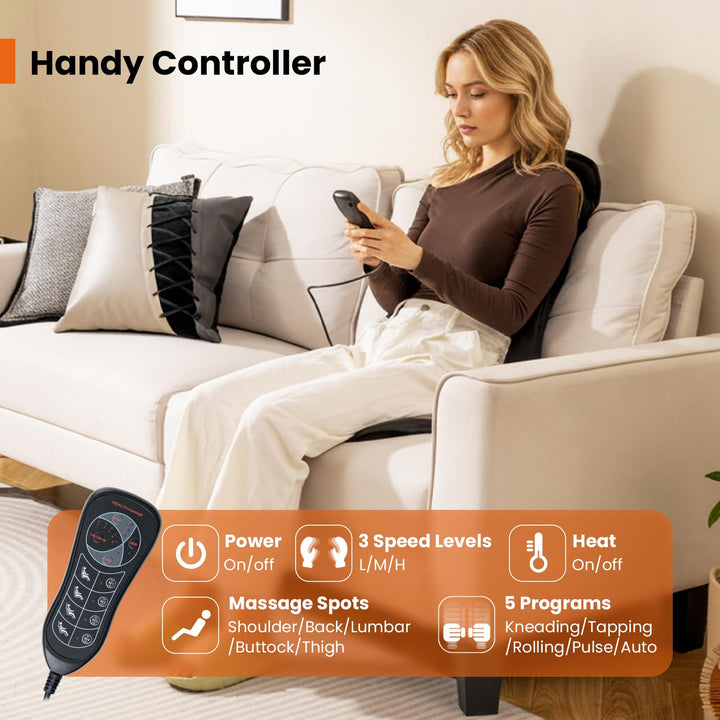 Giantex Back Massager for Chair Heated Massage Chair Pad w/ 10 Vibration Areas