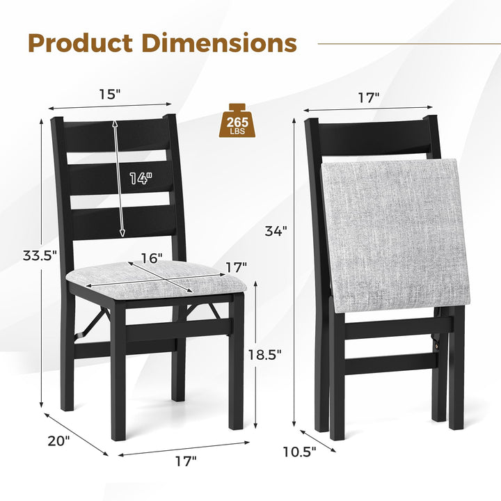 Giantex Folding Dining Chairs Set of 2, Modern Upholstered Kitchen Chairs w/Slatted Backrest &amp; Padded Seat