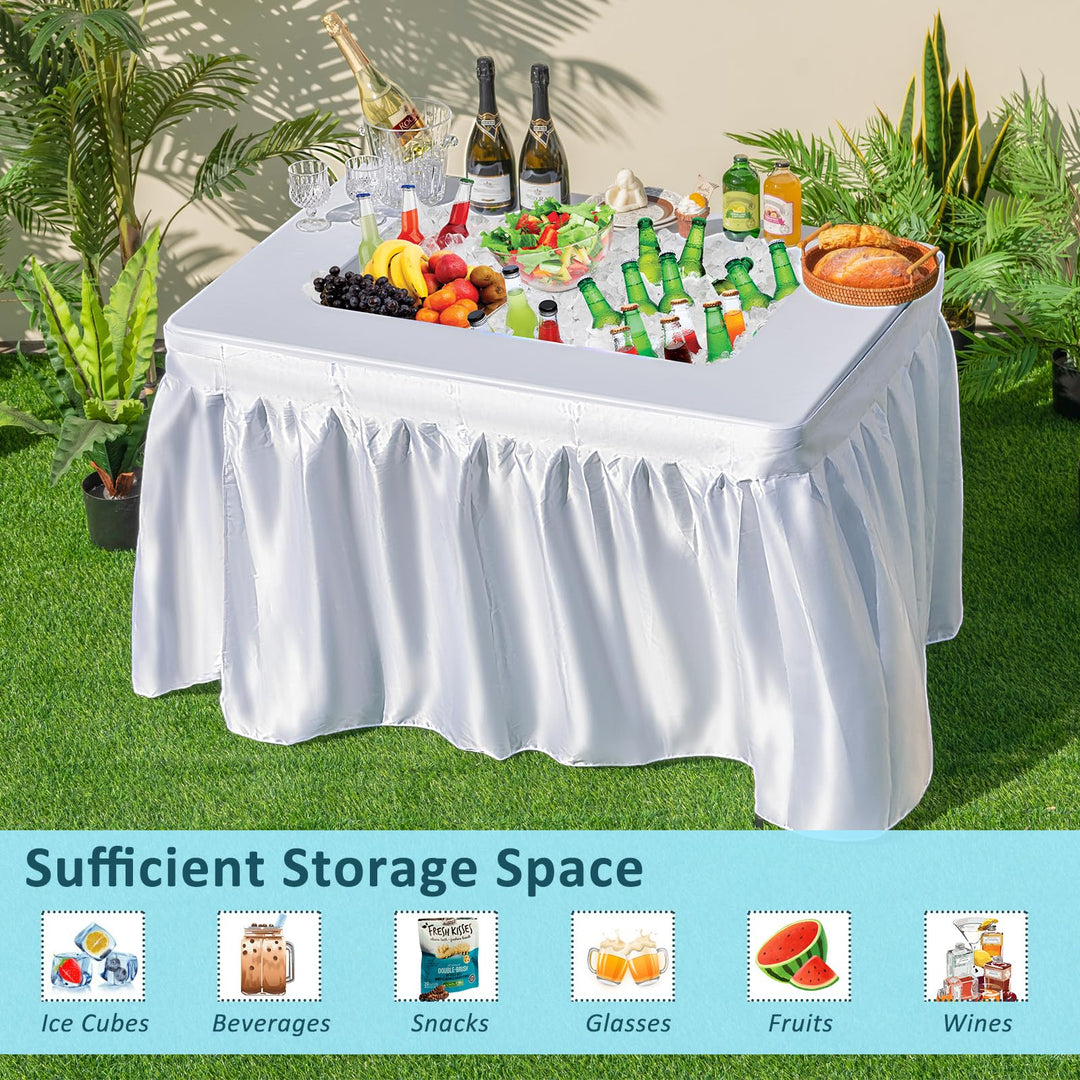 Giantex Foldable Ice Bin Table with Drain &amp; Bucket