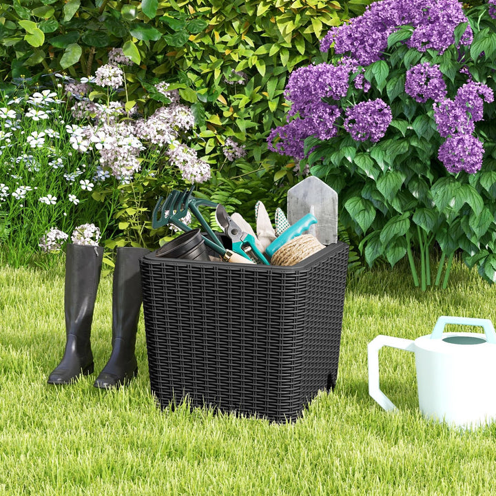 Giantex Small Outdoor Side Table - 11.5 Gallon Deck Box with Removable Lid &amp; Wicker-woven