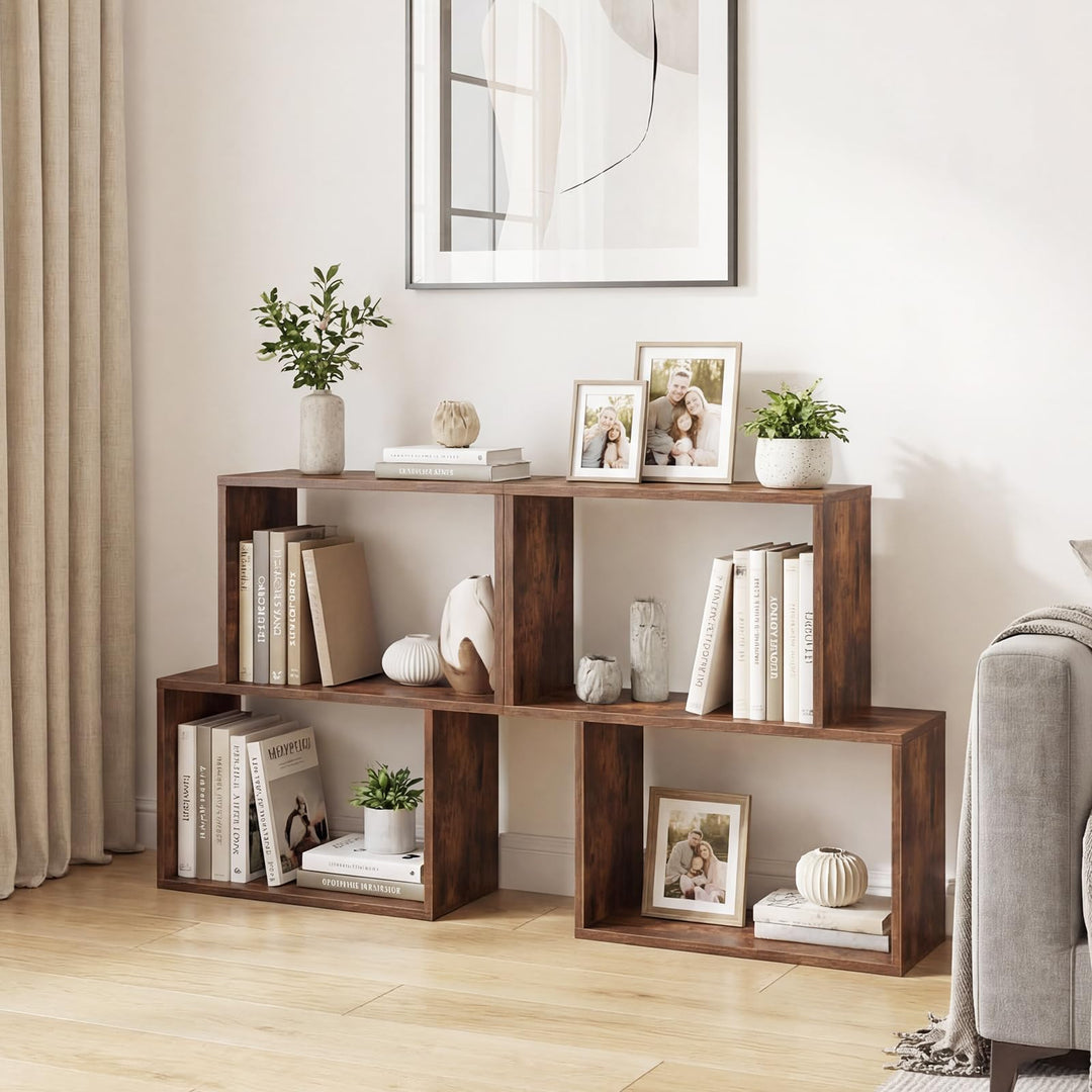Giantex Geometric Bookcase Side Table with Open Storage