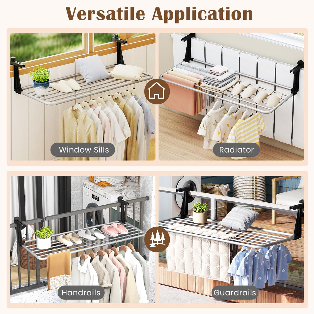 Giantex Aluminum Hanging Laundry Rack with Adjustable and Foldable Brackets (37" L)