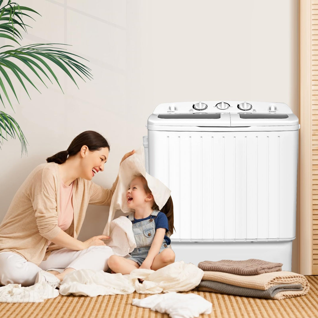20 lbs Portable Washing Machine with Built-in Gravity Drain-Gray
