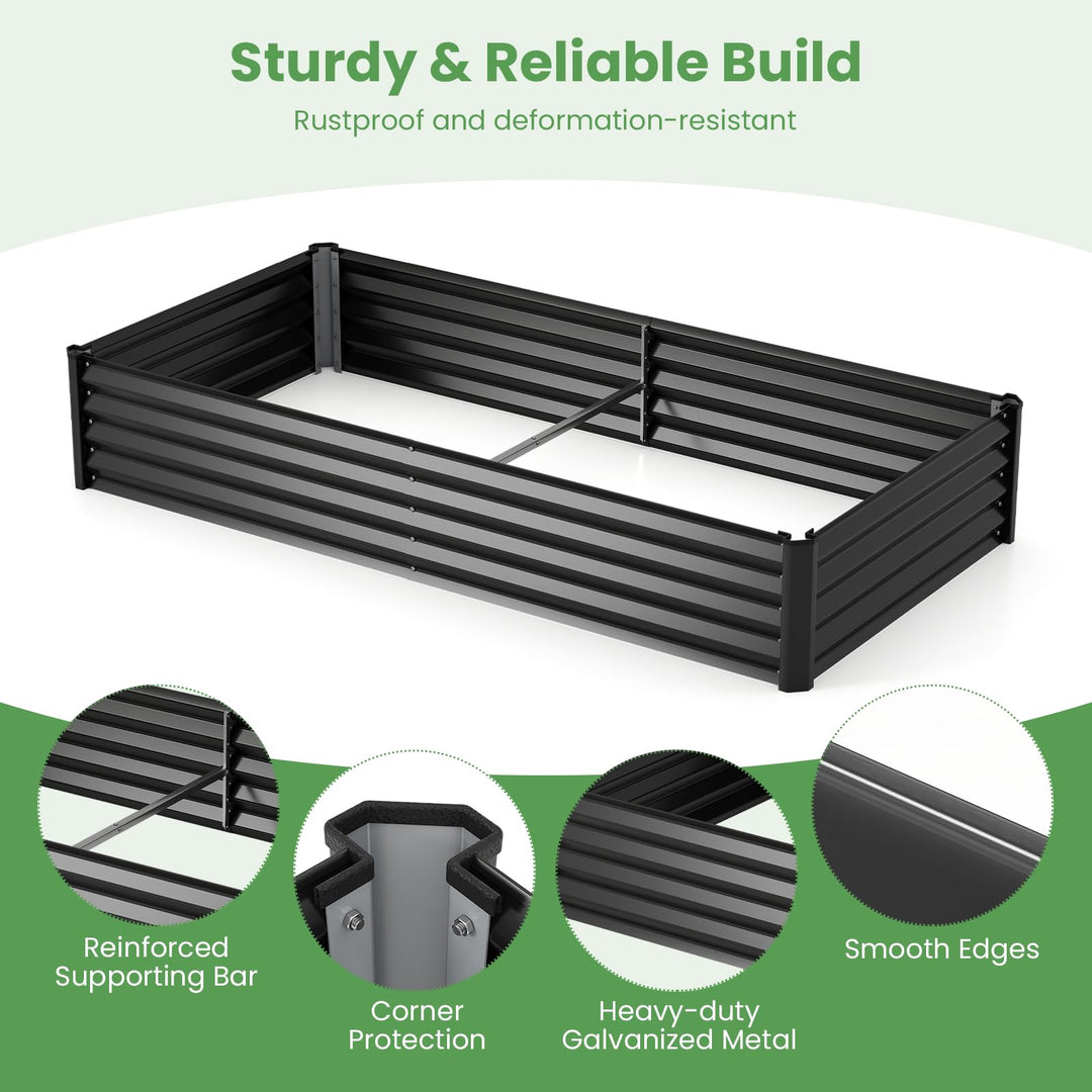 Giantex 6x3x1 FT Galvanized Raised Garden Bed with Greenhouse Cover