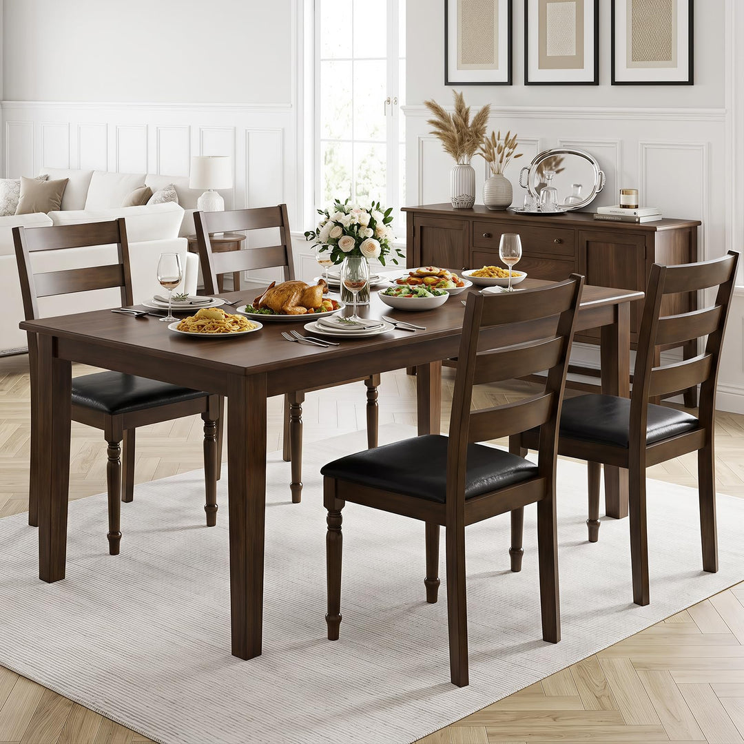 GIANTEX Wood Dining Chairs Set w/Soft Padded Seat &amp; Ergonomic Backrest