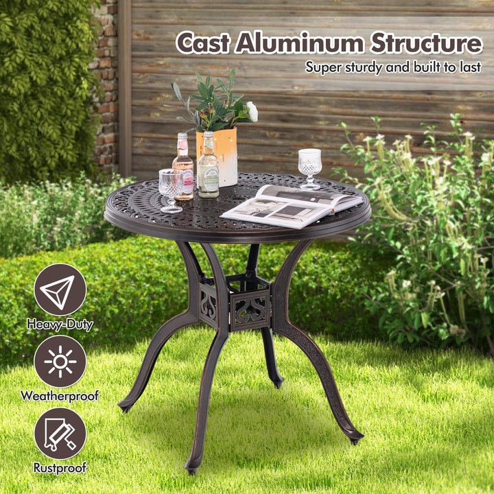 Giantex 31.5" Patio Bistro Table, Cast Aluminum Table Side Table with 2" Umbrella Hole &amp; Adjustable Footpads