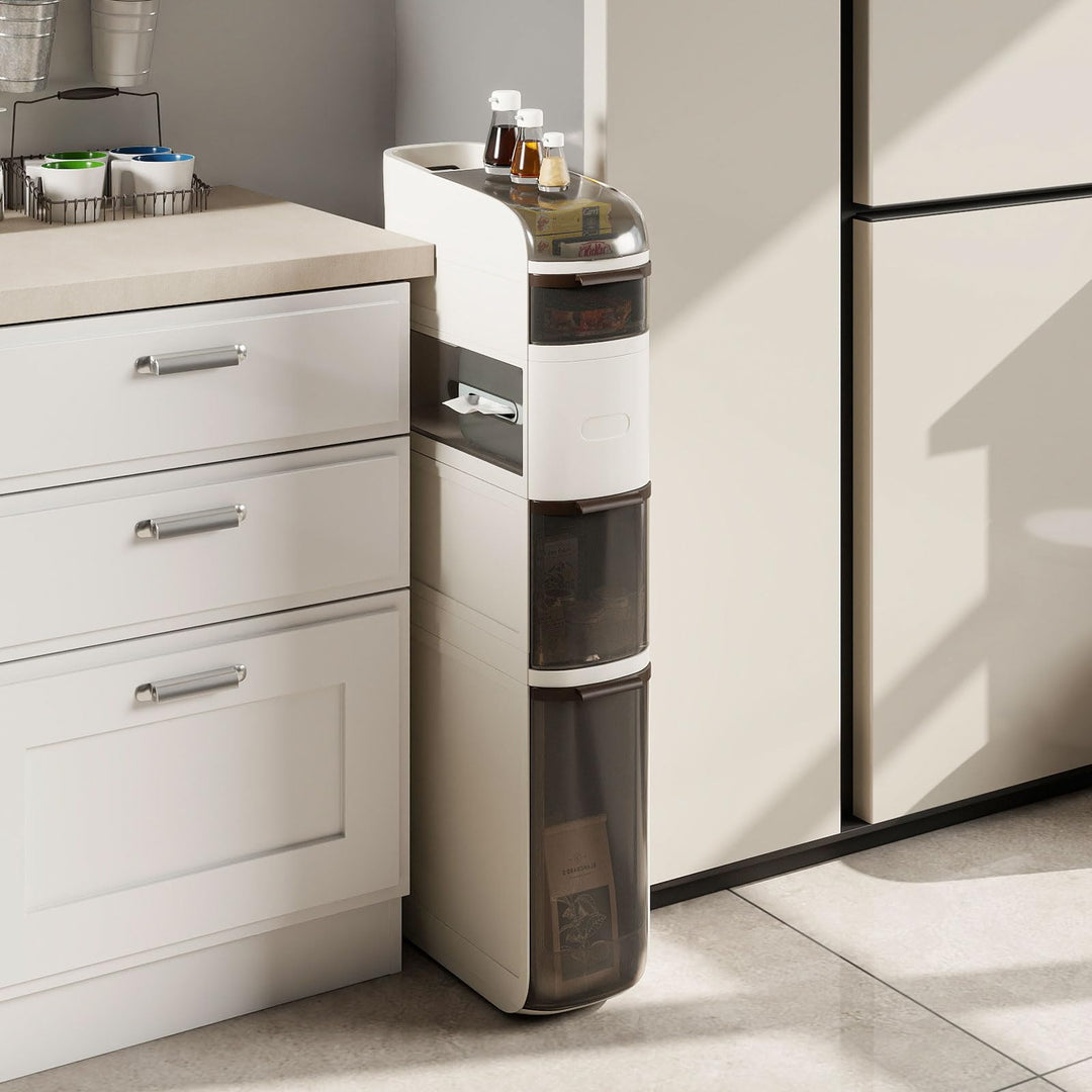 Giantex 5-Tier Narrow Bathroom Storage Cabinet with Drawers and Tissue Box