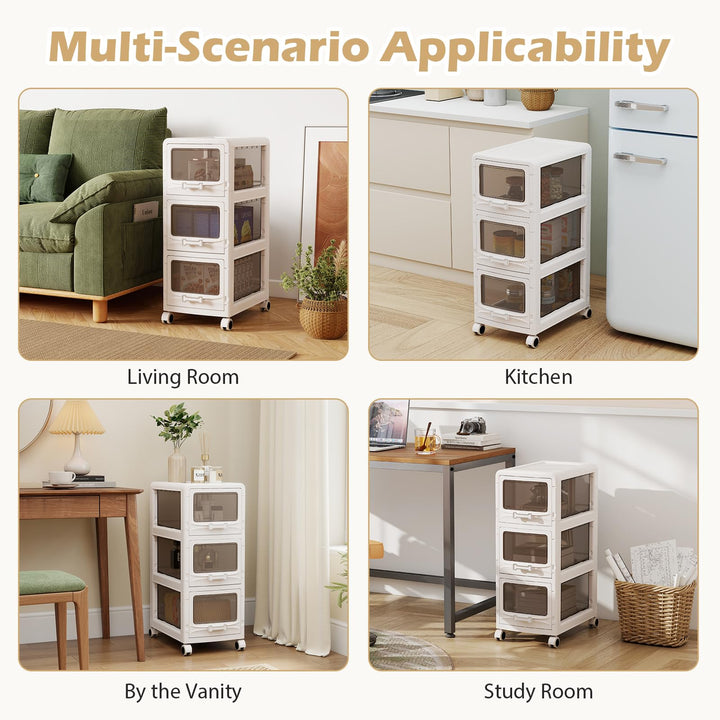 Giantex 3/4/5-Tier Plastic Drawer Storage Organizer Rolling Cart with Drawers &amp; Lockable Wheels