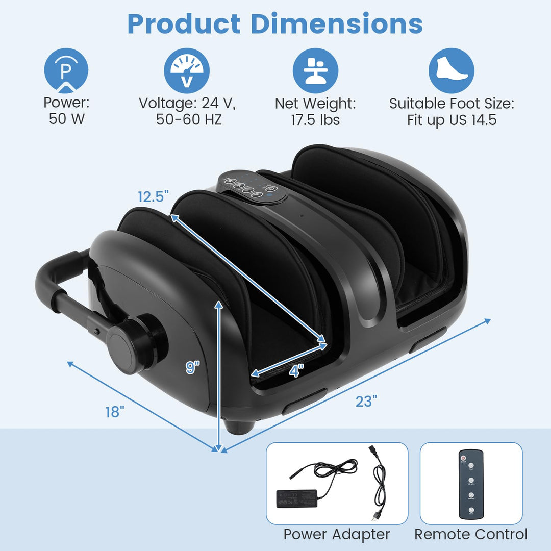 Giantex Portable Electric Foot Massager with Heat Therapy, Multi-Level Intensity Foot Massage