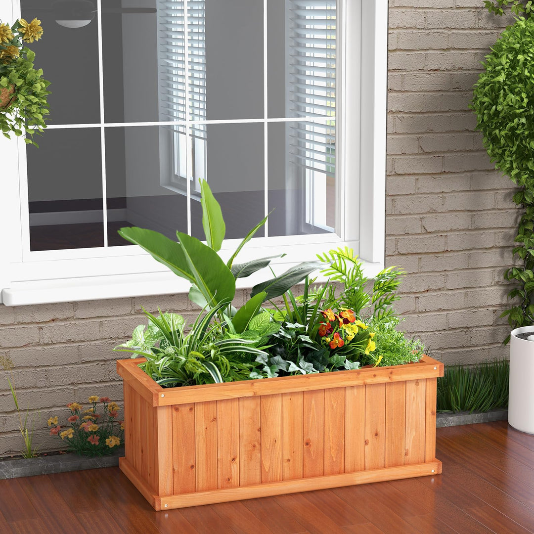 Giantex Raised Garden Bed | 31”x14”x12” Wooden Planter Box with 4 Drainage Holes (1/2)