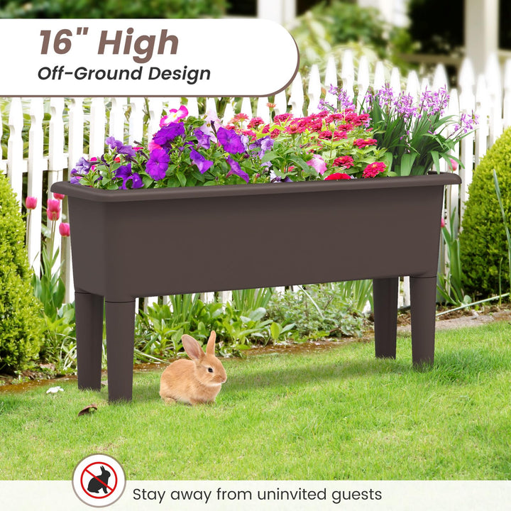 Giantex Raised Garden Beds Outdoor Set of 2, Self-Watering Planter Box with Detachable Legs &amp; Drainage Hole