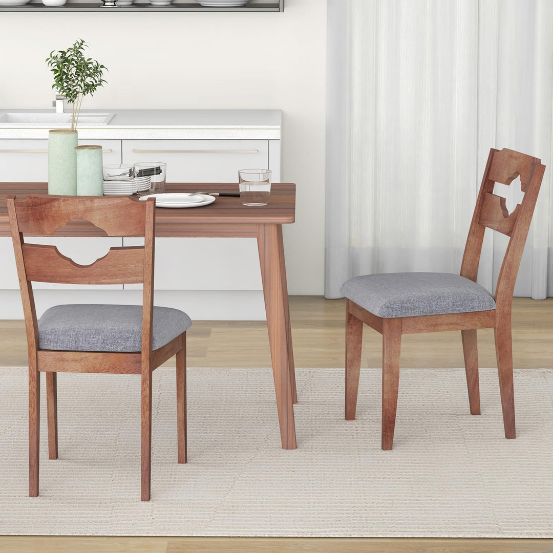 Giantex Wooden Dining Chairs Set of 2/4, Rubber Wood Dinner Chair w/Hollowed Backrest &amp; Padded Seat
