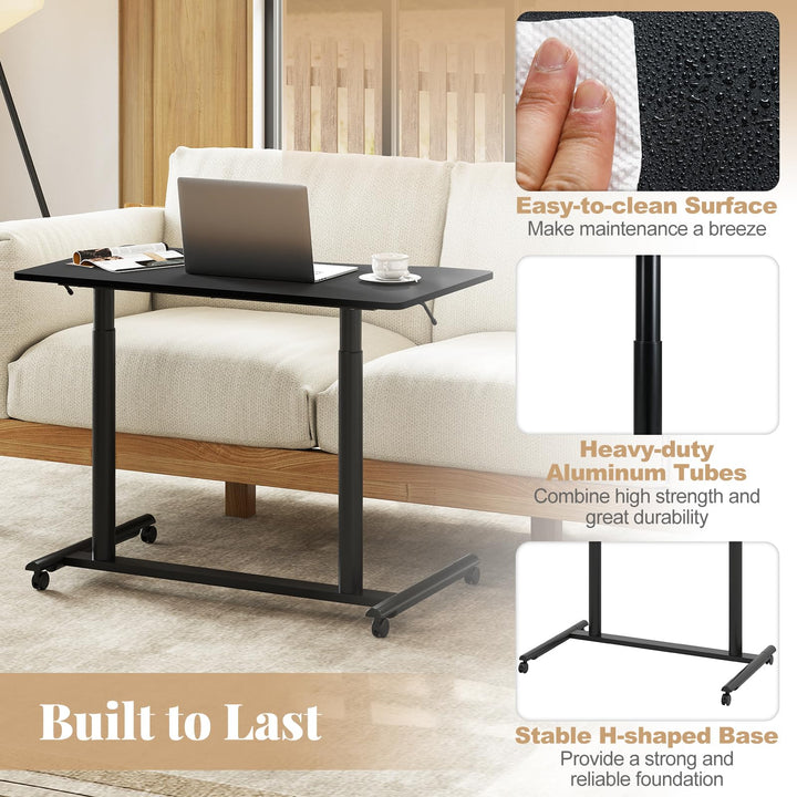Giantex Mobile Standing Desk Height Adjustable Computer Desk with Wheels &amp; Aluminum Frame
