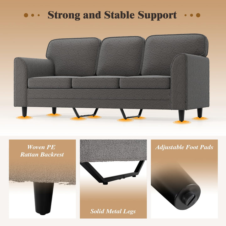 Giantex 3 Seater Couch - 79” Mid Century Modern Upholstered Sofa with Armrests, Sturdy Legs