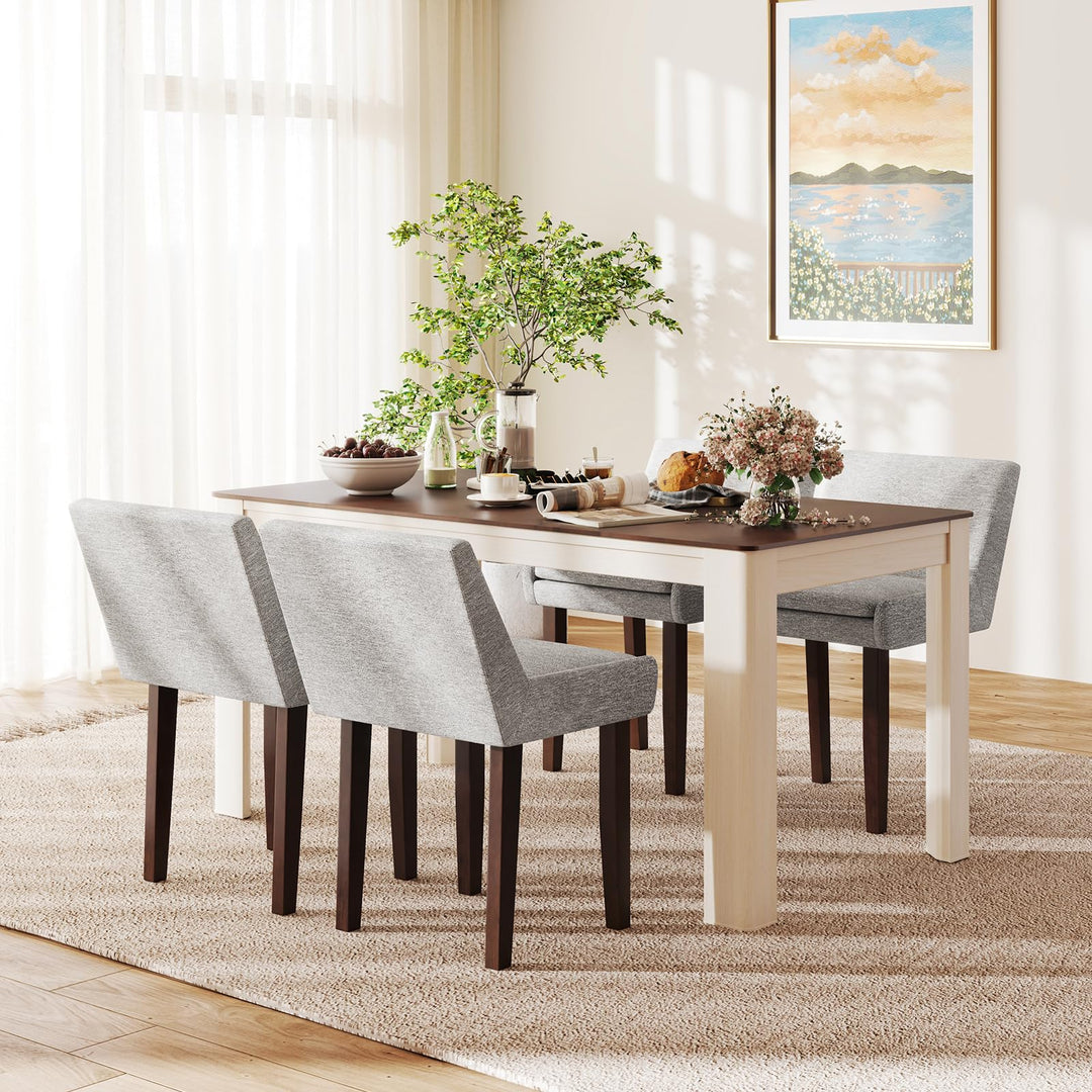Giantex Linen Upholstered Accent Chairs w/Mid Back &amp; Cushioned Seat