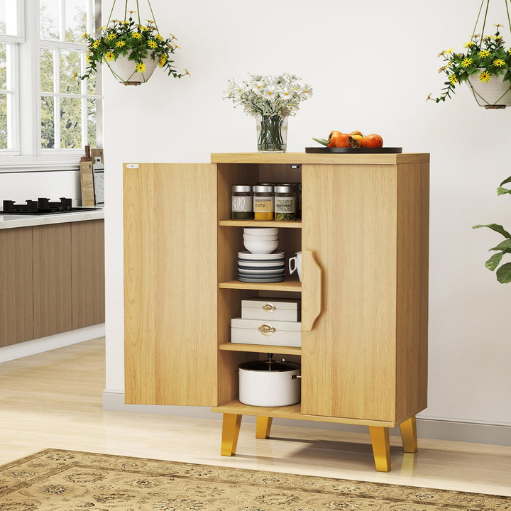 Giantex Sideboard Buffet Cabinet, Kitchen Storage Cabinet with Double Doors &amp; Removable Shelves (Natural Oak,1)