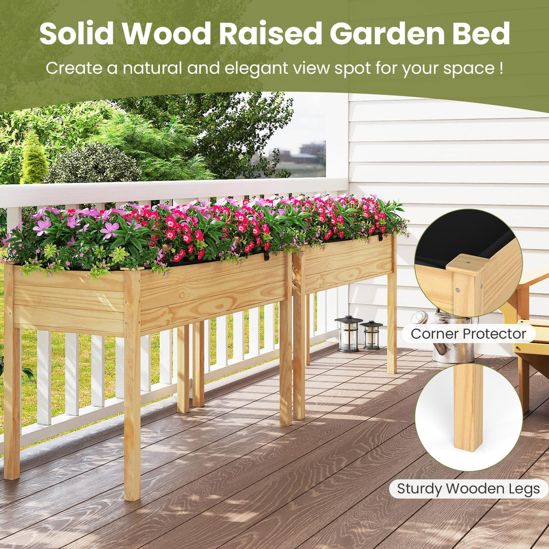 Giantex 47"x23"x30"  Elevated Wood Planter Box with Liner