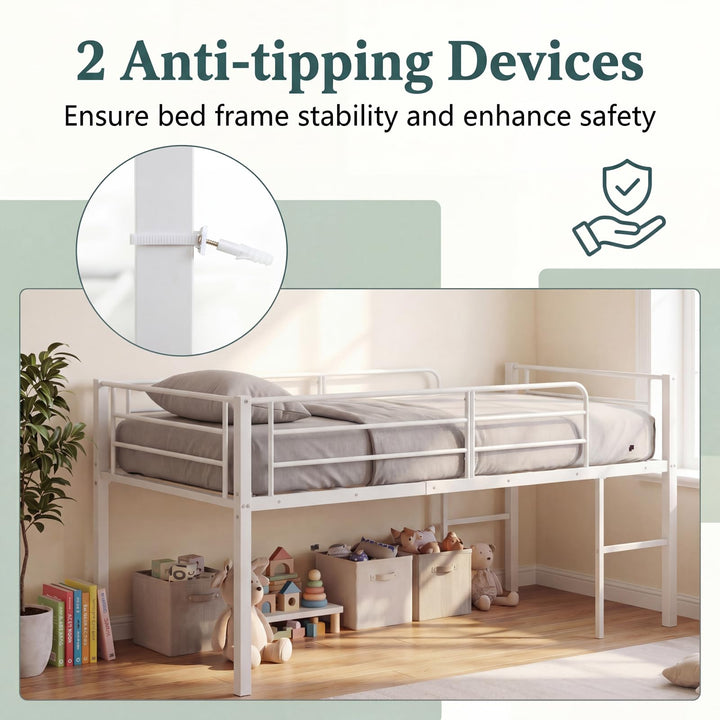 GIANTEX Twin Low Loft Bed | Metal Bed Frame with 21.5" H Under-Bed Space