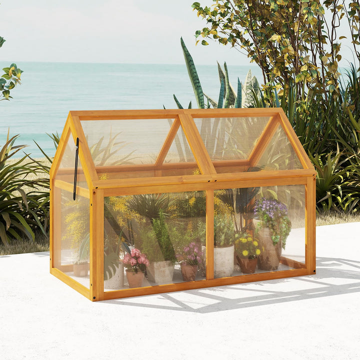 Giantex Portable Raised Flower Planter Protection with Transparent Panels &amp; Adjustable Roof