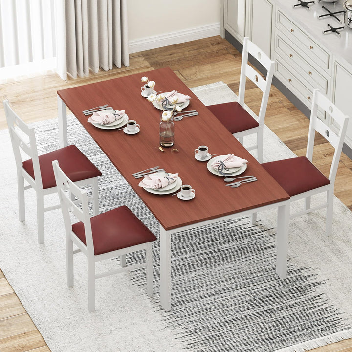 Giantex PU Leather Upholstered Kitchen Chairs w/Hollowed Backrest &amp; Padded Seat