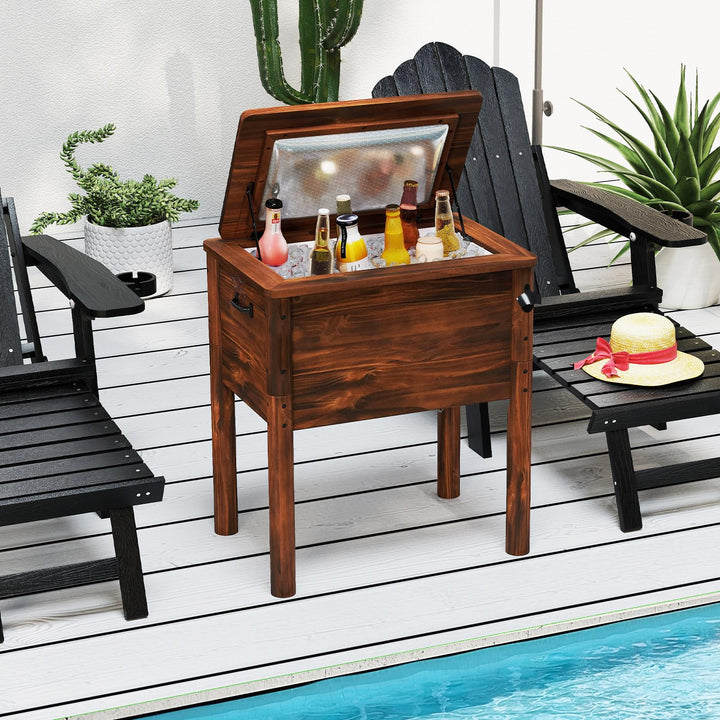Giantex Wooden Patio Cooler for Poolside