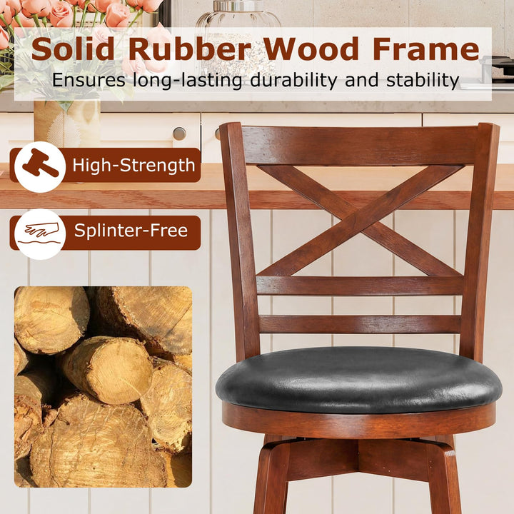 Giantex 25 Inch Swivel Bar Stools Set of 2/4 with PU Faux Leather Upholstered Seat