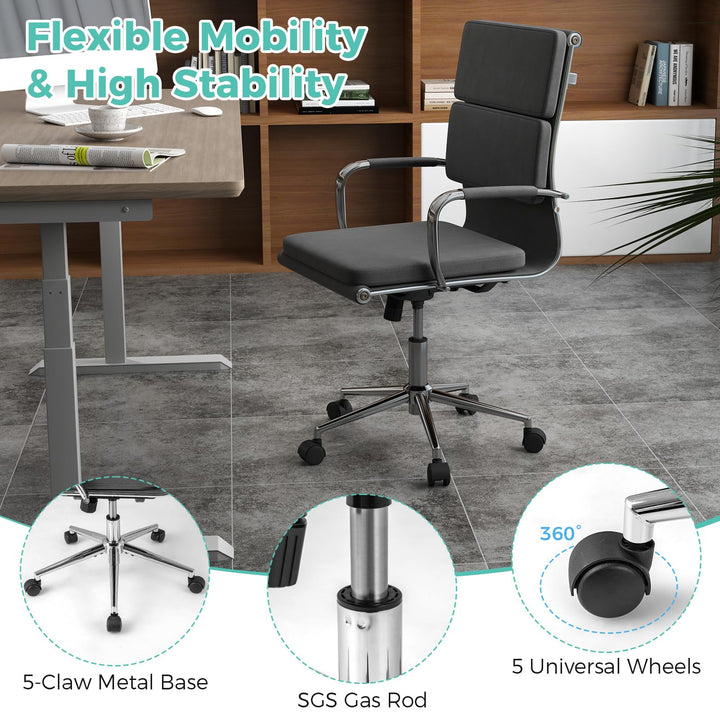 Giantex Ergonomic Office Chair Mid Back Fabric Desk Chair with Armrest