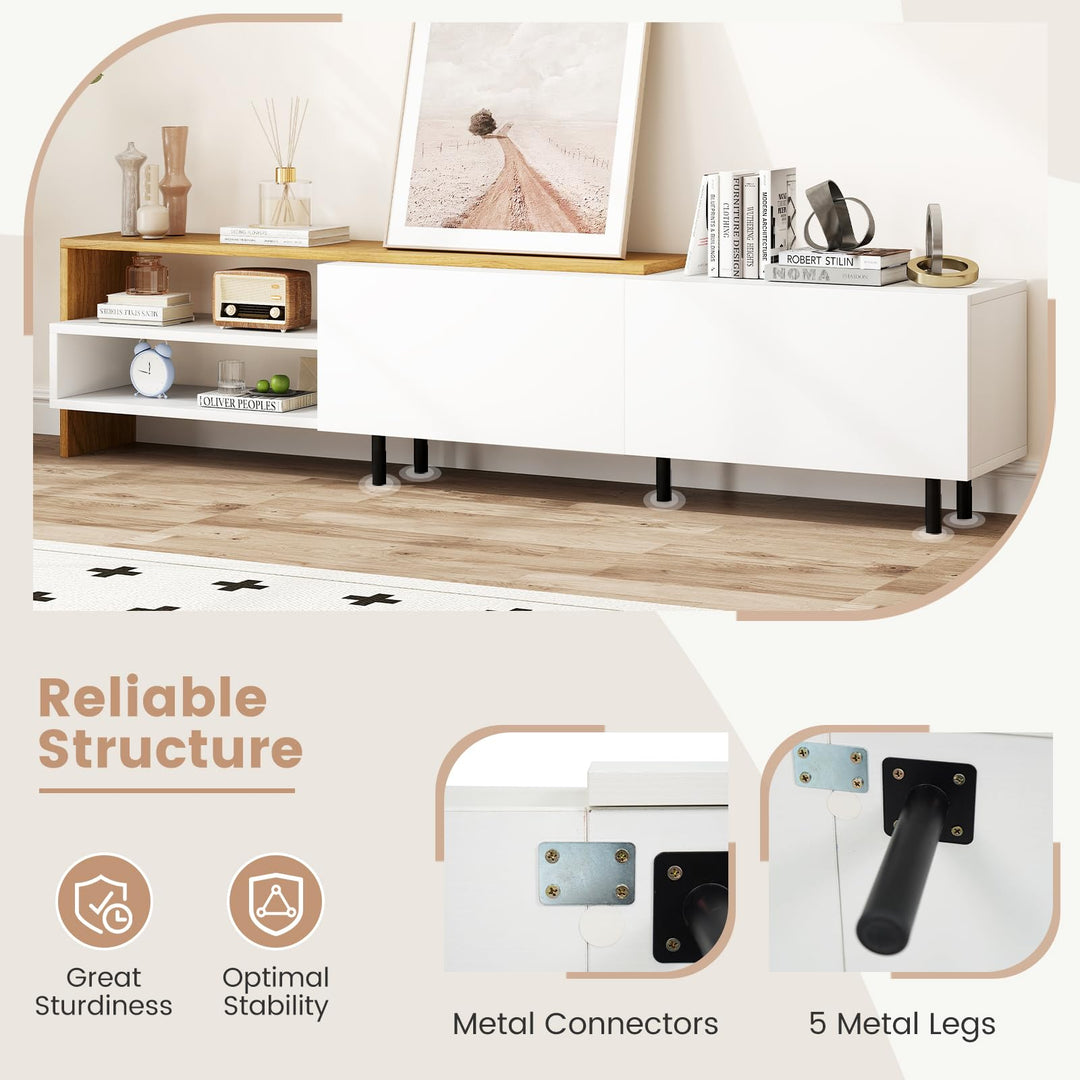 Giantex Modern TV Stand for 80 Inches TVs with Storage Shelves and Cabinets