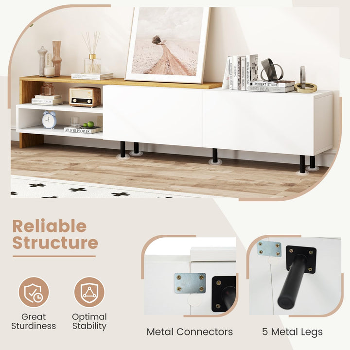 Giantex Modern TV Stand for 80 Inches TVs with Storage Shelves and Cabinets