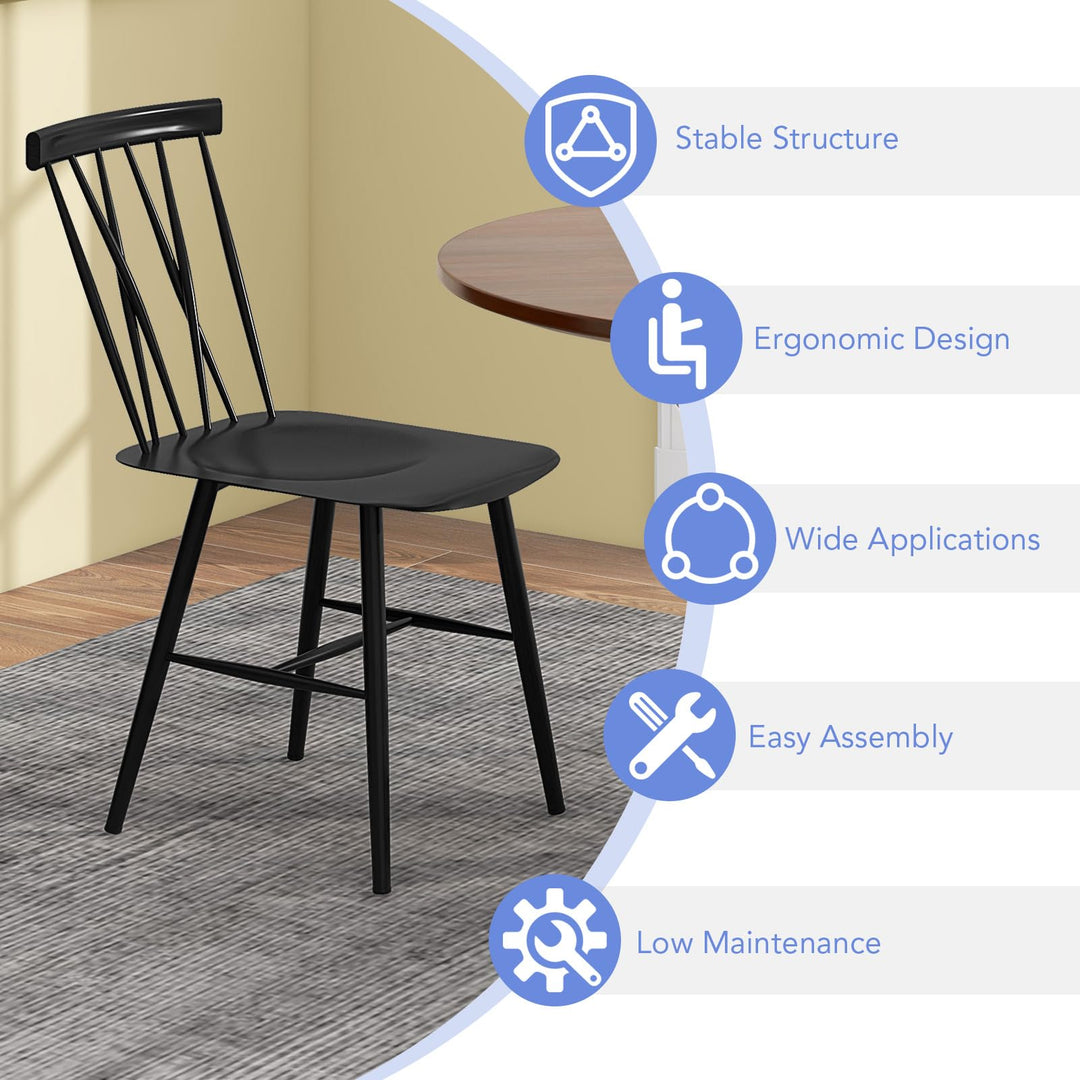Giantex Metal Dining Chairs Set, Farmhouse Kitchen Chairs w/High Cross Backrest &amp; Curved Seat