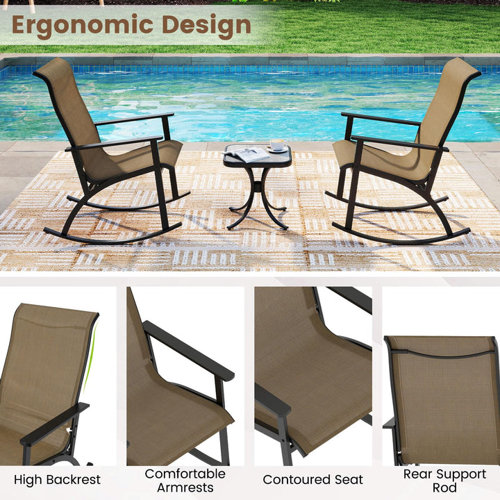 Giantex 3 Piece Rocking Bistro Set with 2 Rocking Chairs &amp; Coffee Table
