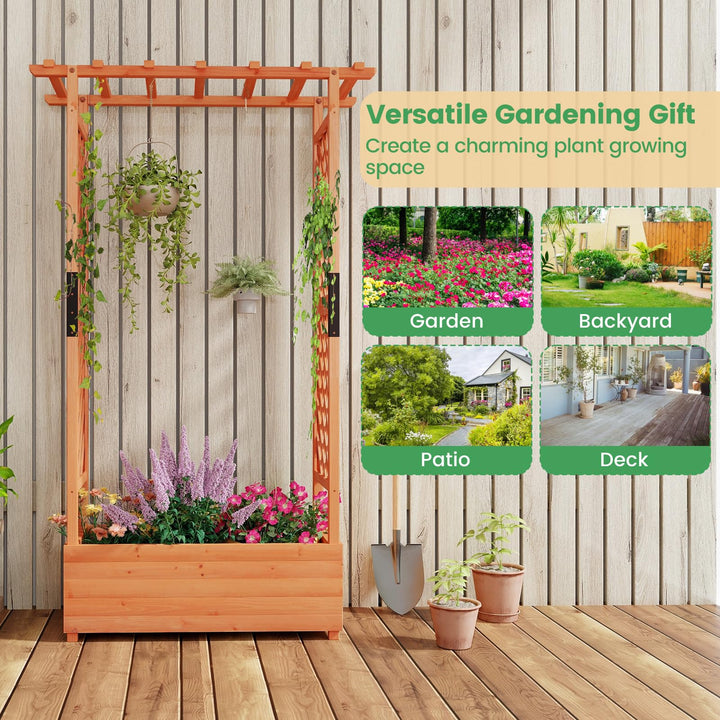 Giantex Raised Garden Bed with 2-Sided Trellis &amp; Hanging Roof