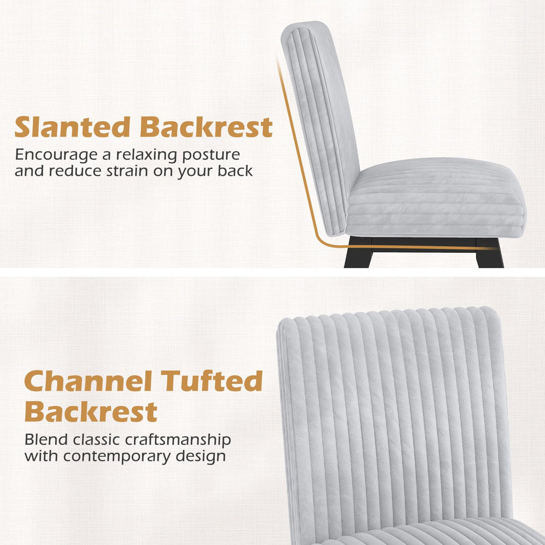Giantex Fabric Upholstered Channel Tufted Kitchen Chair w/ 6" Thick Padded Seat &amp; Backrest