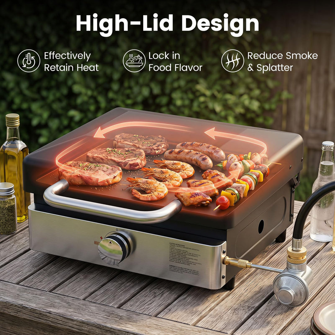Giantex 1-Burner 12,500 BTU Portable Propane Gas Griddle with Lid