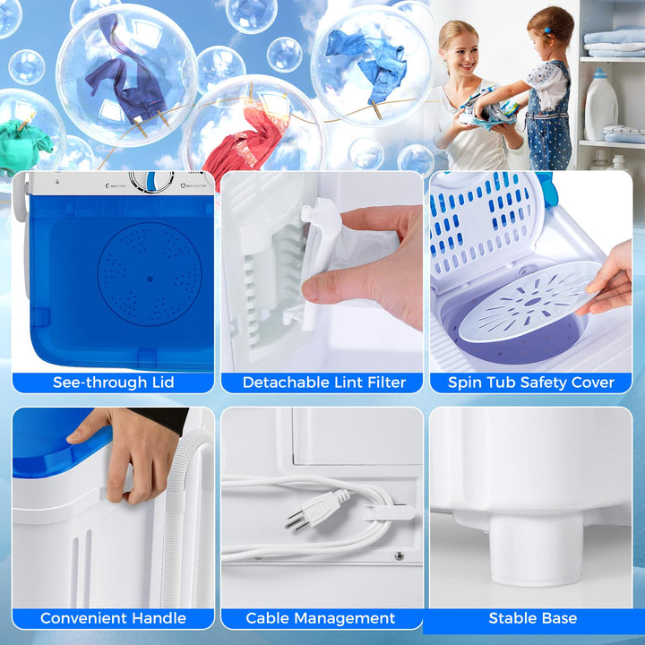 17.6 lbs Portable Washing Machine with Drain Pump