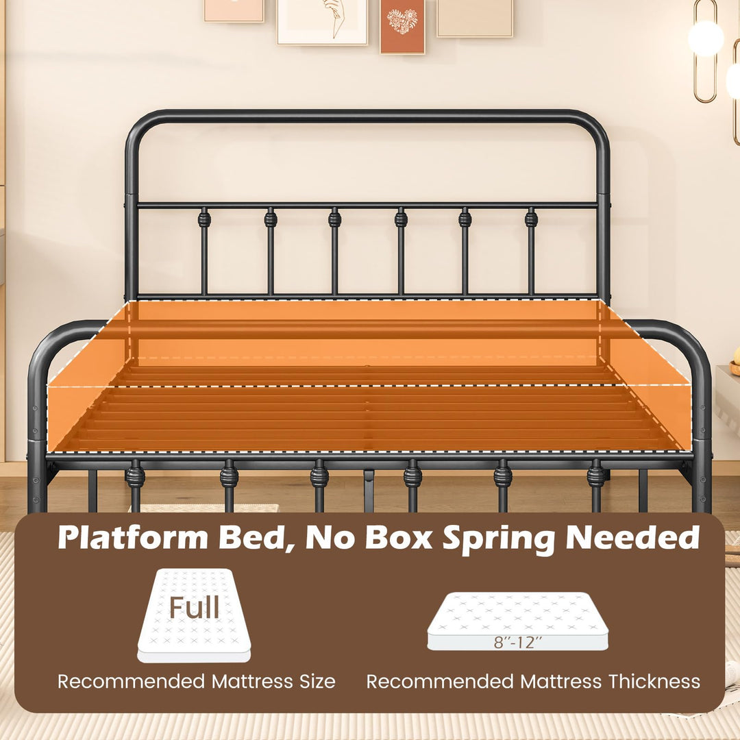 Giantex King/Queen/Full Size Metal Platform Bed Frame, Victorian Style Platform Bed with Headboard &amp; Footboard