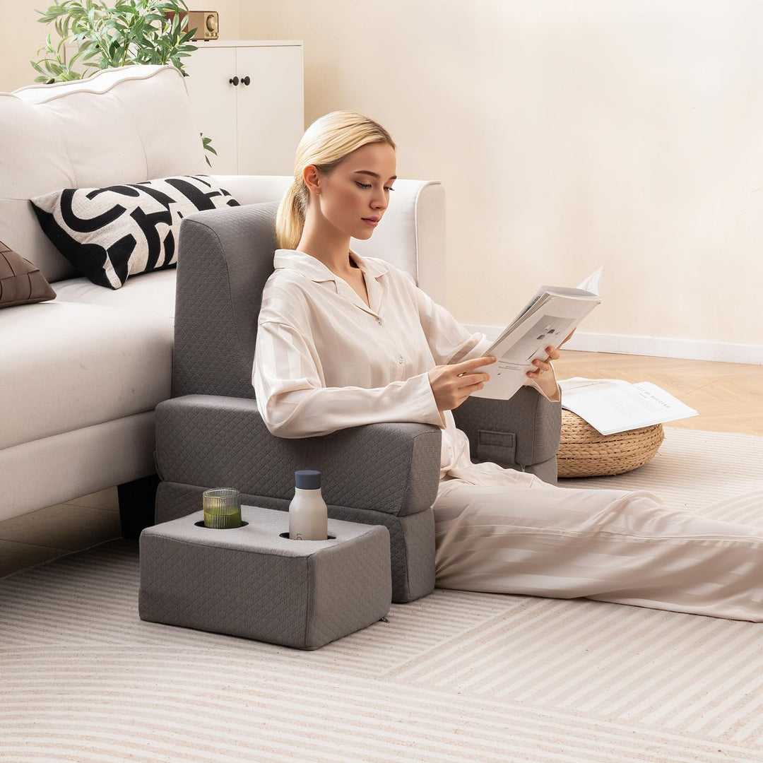 Giantex Reading Pillow for Gaming Extra Large Lap Desk for Laptop with Back Arm Rest &amp; Cup Holder for Adult