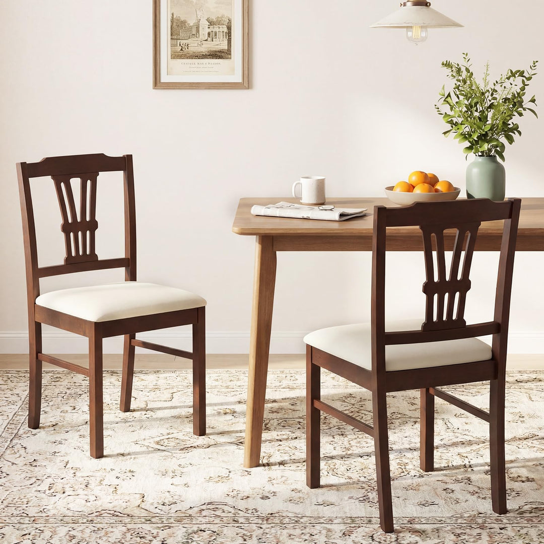 Giantex Wooden Dining Chairs Set of 2/4 Upholstered Kitchen Chairs