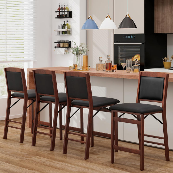 Giantex Folding Counter Height Bar Stools Set of 2/4, 24.5" Farmhouse Barstools w/Padded Back &amp; Seat