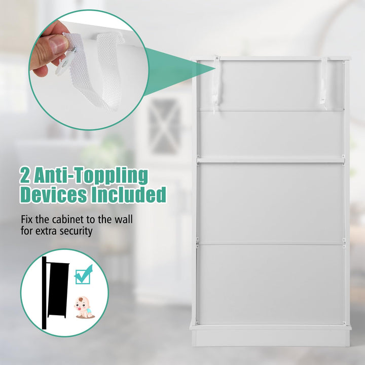 Giantex Bathroom Floor Storage Cabinet - Linen Floor Cabinet with Doors and Adjustable Shelves