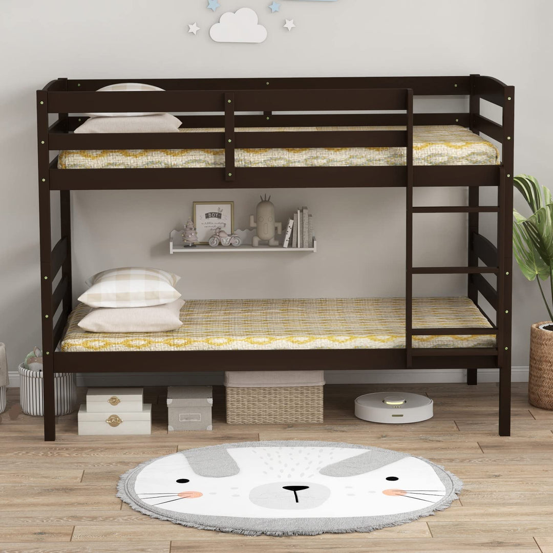 Giantex Bunk Bed, Solid Wood Detachable Bed Frame with High Guardrails &amp; Integrated Ladder