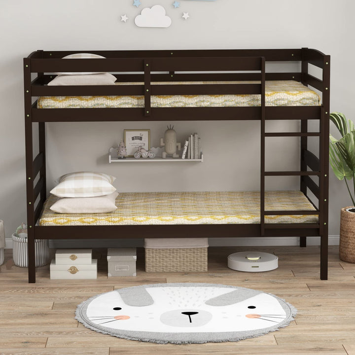 Giantex Bunk Bed, Solid Wood Detachable Bed Frame with High Guardrails &amp; Integrated Ladder
