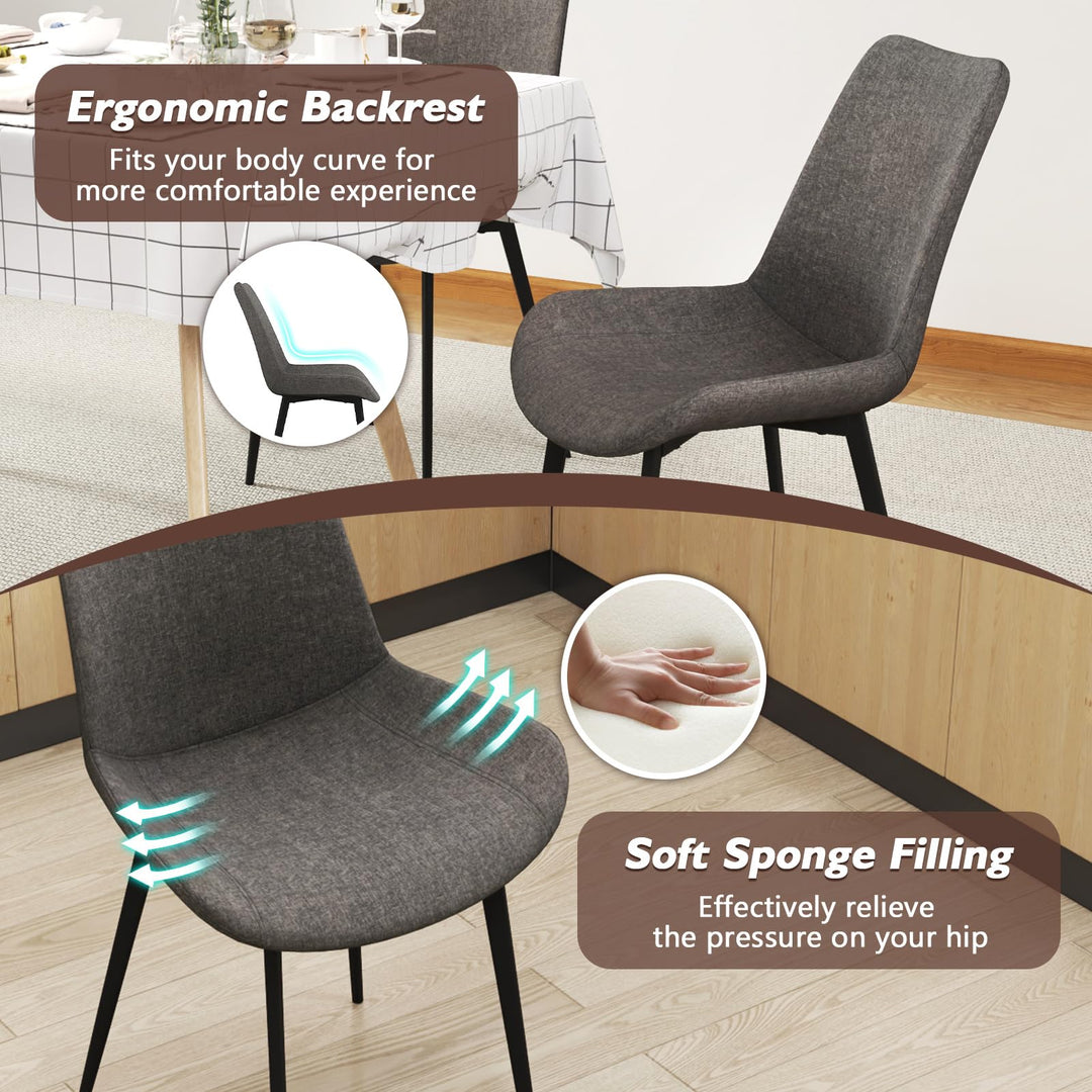 Giantex Dining Chair Set of 4 Upholstered Kitchen Side Chairs w/Metal Legs Padded Seats &amp; Backs