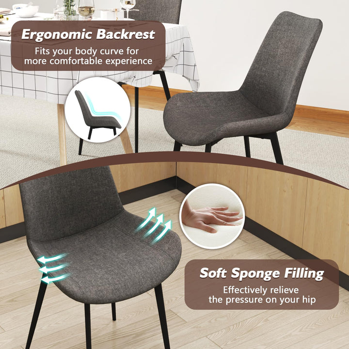 Giantex Dining Chair Set of 4 Upholstered Kitchen Side Chairs w/Metal Legs Padded Seats &amp; Backs