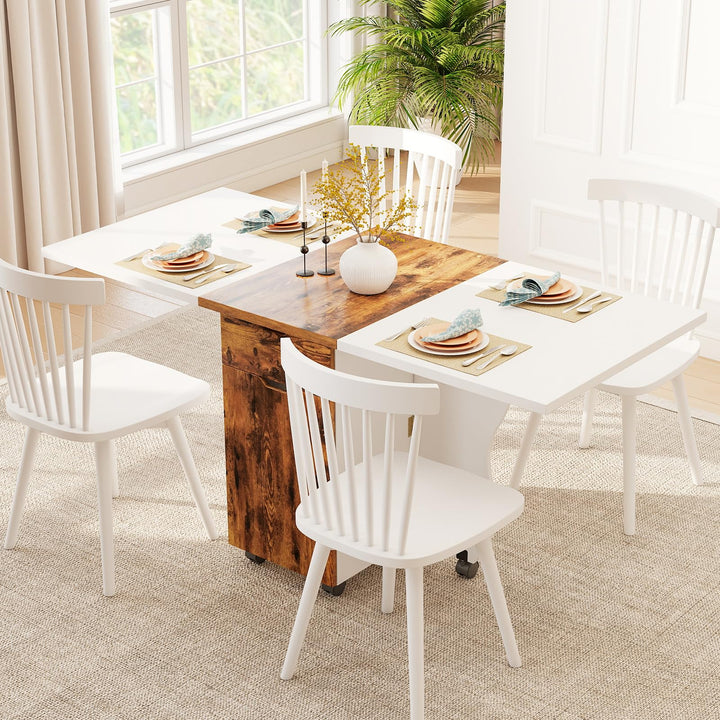 Giantex Folding Dining Table 3-in-1 Space-Saving Drop Leaf Kitchen Table with Lockable Wheels