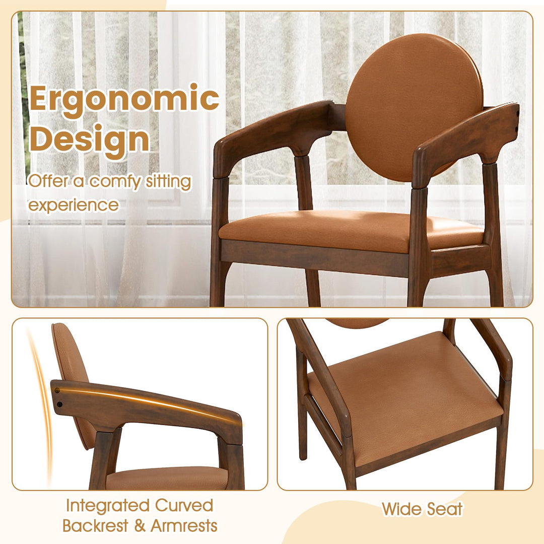 Giantex Set of 2/4 Wooden Dining Chair PU Leather Upholstered Armchairs